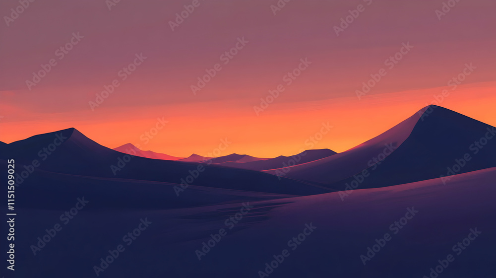 Sunset over the Desert Mountains: A Serene Landscape Sunset over the Desert Mountains: A Serene Landscape