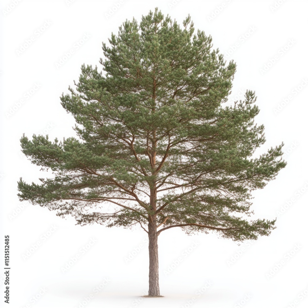 Obraz premium A lush green pine tree with a robust trunk and abundant foliage, perfect for landscapes.