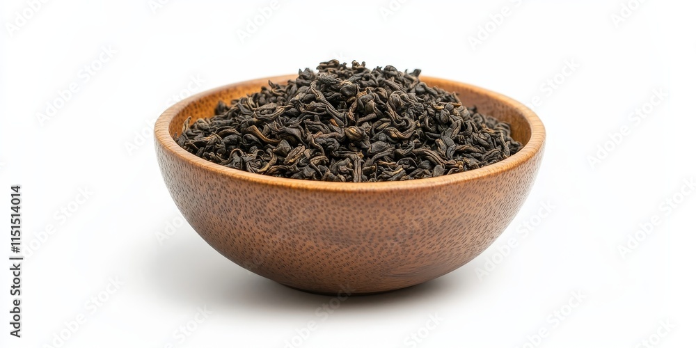 Oolong tea displayed in a wooden bowl against a white background, highlighting the exquisite texture and color of the Oolong tea, perfect for tea enthusiasts and culinary presentations. Oolong tea displayed in a wooden bowl against a white background, highlighting the exquisite texture and color of the Oolong tea, perfect for tea enthusiasts and culinary presentations.