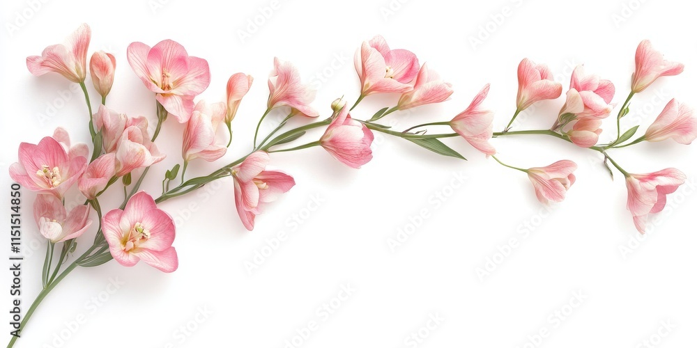 Pink Freesia Floral Arrangement Set Against a White Backdrop Pink Freesia Floral Arrangement Set Against a White Backdrop