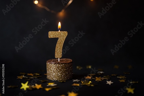 Minimalist Gold Number 7 Candle Celebration Design for Birthday or Anniversary photo