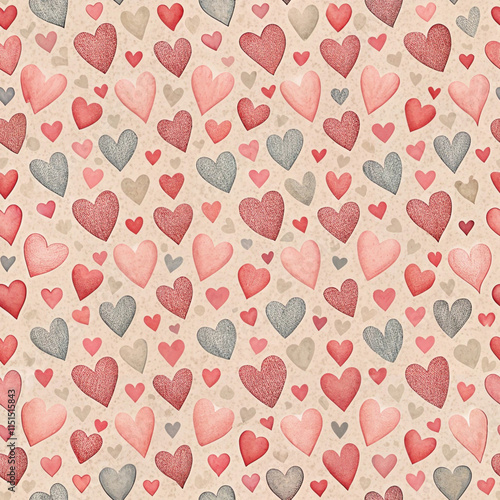 seamless background with hearts generative ai