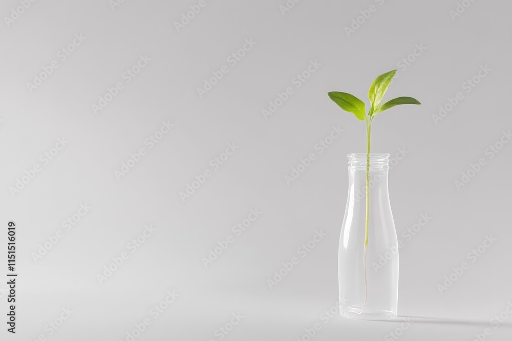 Minimalist Seedling in Glass Bottle - Nature and Growth Concept for Eco-Friendly Design Minimalist Seedling in Glass Bottle - Nature and Growth Concept for Eco-Friendly Design