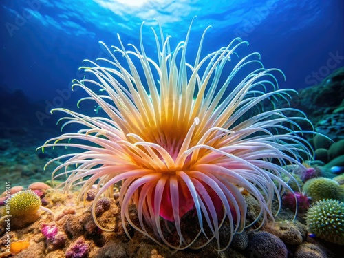 High-resolution side view: Cerianthus membranaceus, a breathtaking tube anemone. photo