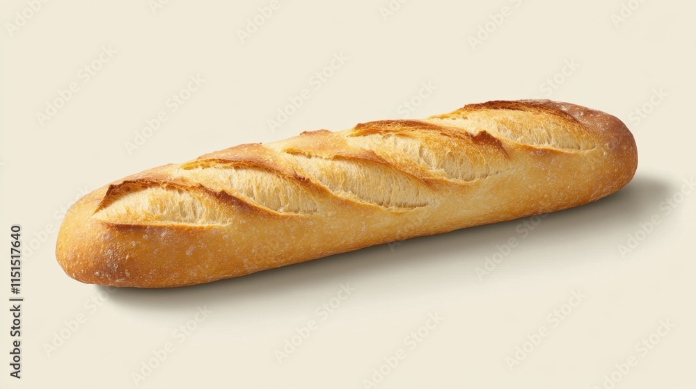 Freshly Baked Baguette on a Plain Background for Culinary Use Freshly Baked Baguette on a Plain Background for Culinary Use