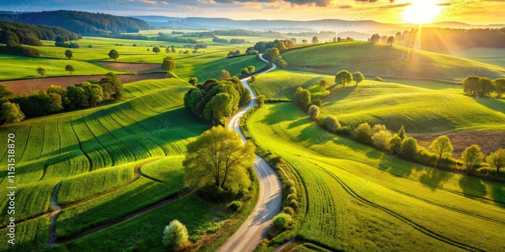 Φωτογραφία Immerse yourself in nature's embrace: lush trails, deep-focus photography captures idyllic countryside scenery