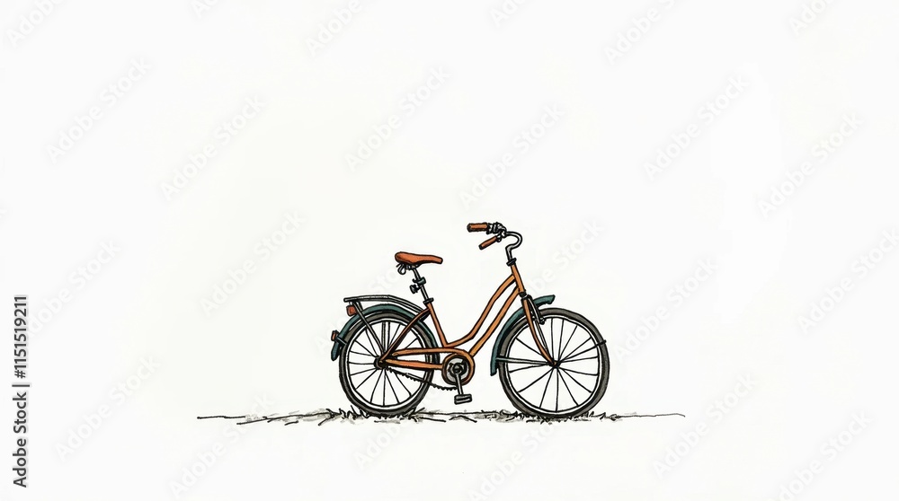 Obraz premium Whimsical Bicycle Editorial Illustration with Squiggly Lines