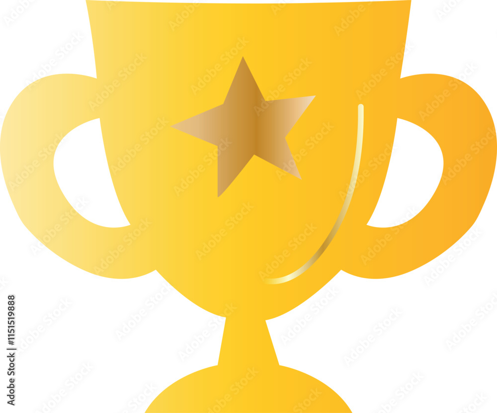 Golden Trophy with Star Flat Vector Illustration Golden Trophy with Star Flat Vector Illustration