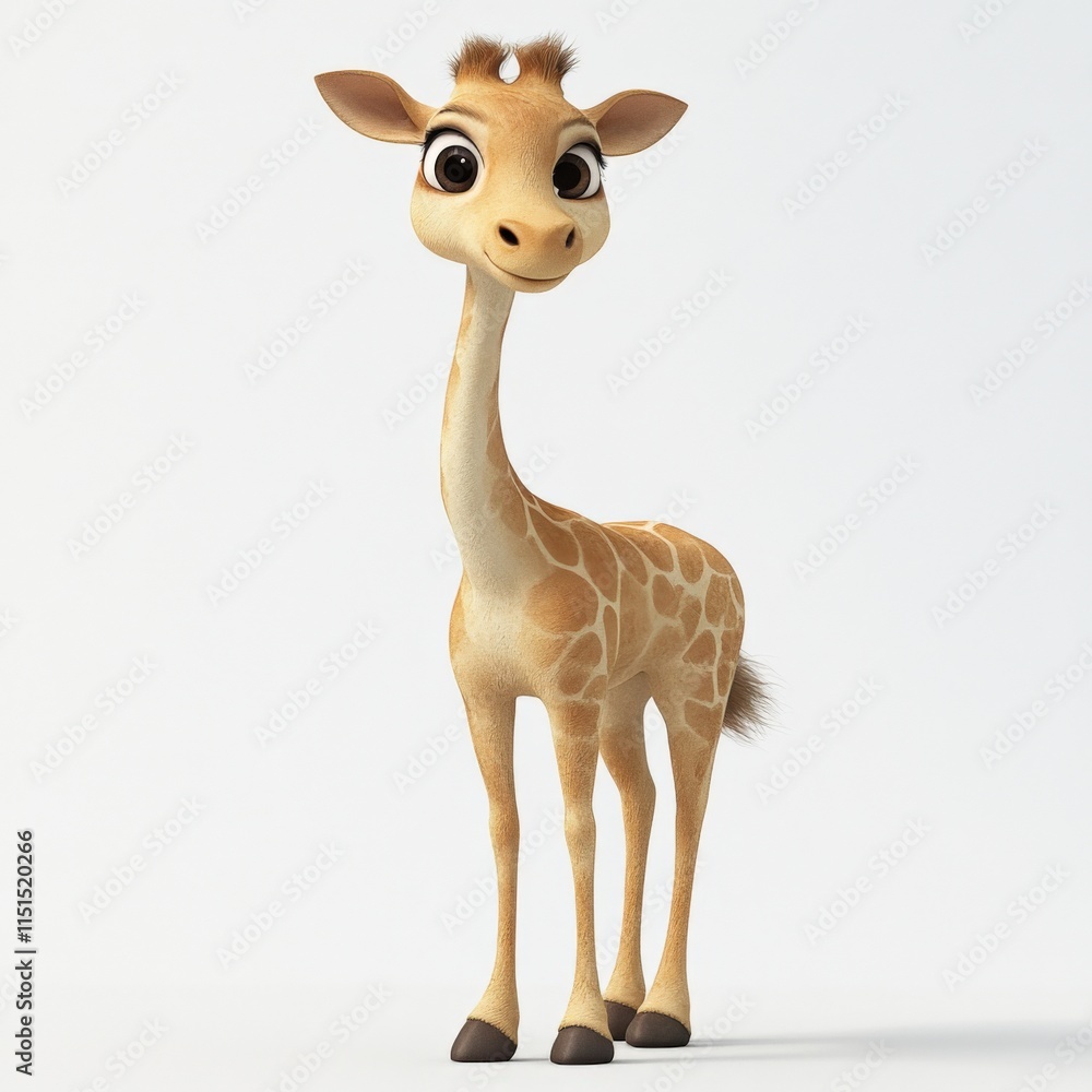 Naklejka premium cartoon giraffe standing on white background
