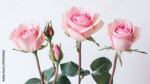 a group of pink roses on a white background
