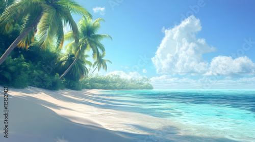 Wallpaper Mural Serene Tropical Beach: White Sand, Palm Trees, and Azure Ocean Torontodigital.ca