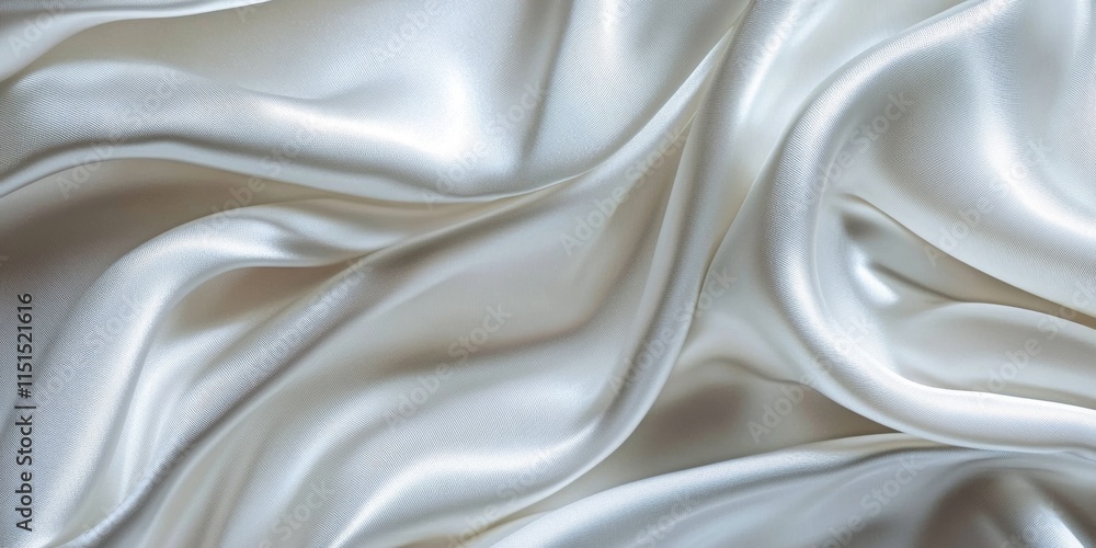 Obraz premium Closeup view of luxurious rippled white silk fabric, showcasing the elegant texture and delicate sheen of silk fabric that enhances any design or decor with its stunning appearance.