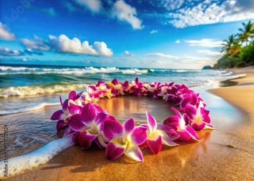 Maui's soft surf cradles vibrant orchids, a tropical lei paradise captured in stunning beach photography.