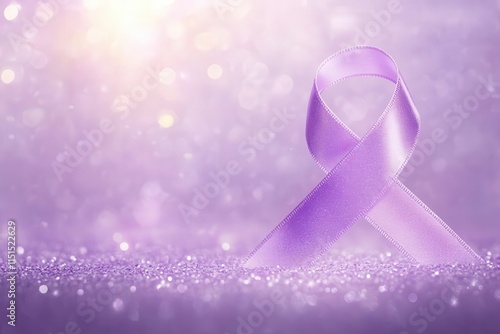 Wallpaper Mural  A light purple gradient background with a large lavender ribbon symbol in the center, surrounded by glowing sparkles and subtle text space for World Cancer Day  Torontodigital.ca