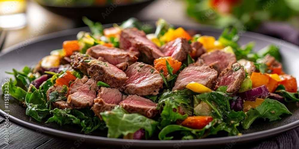 Fresh salad featuring a mix of vibrant vegetables and succulent meat, creating a delicious and nutritious salad option perfect for any meal. Enjoy this flavorful salad for a healthy lifestyle. Fresh salad featuring a mix of vibrant vegetables and succulent meat, creating a delicious and nutritious salad option perfect for any meal. Enjoy this flavorful salad for a healthy lifestyle.