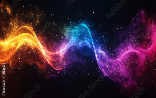 motion of energy waves shifting through a dark, vibrant background. Generative AI