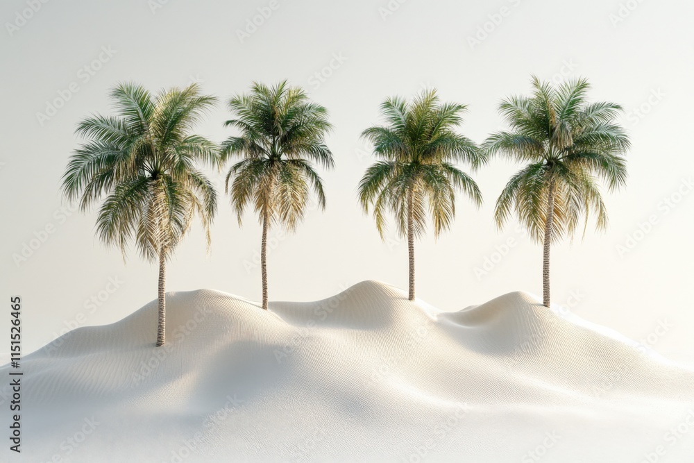 Four palm trees on white sand dunes Four palm trees on white sand dunes