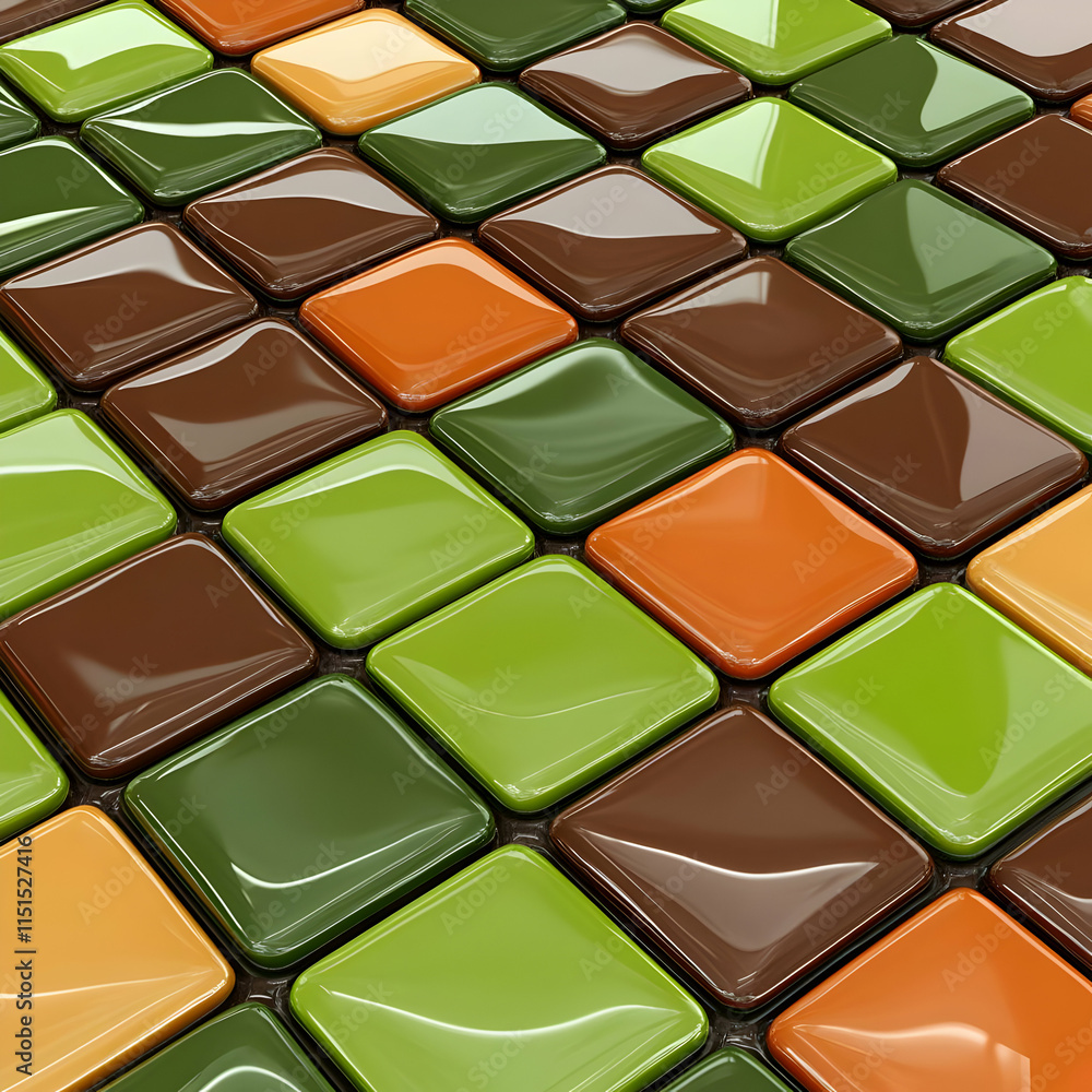 Fototapeta premium Glossy Square Tiles 3D Illustration
