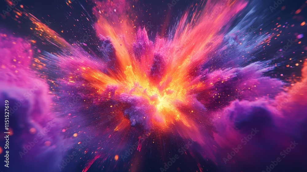 Fototapeta premium Explosive colors colliding in vivid abstract bursts. Generative AI