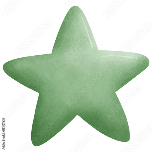 Canvas Print Watercolor green star illustration isolated on transparent background