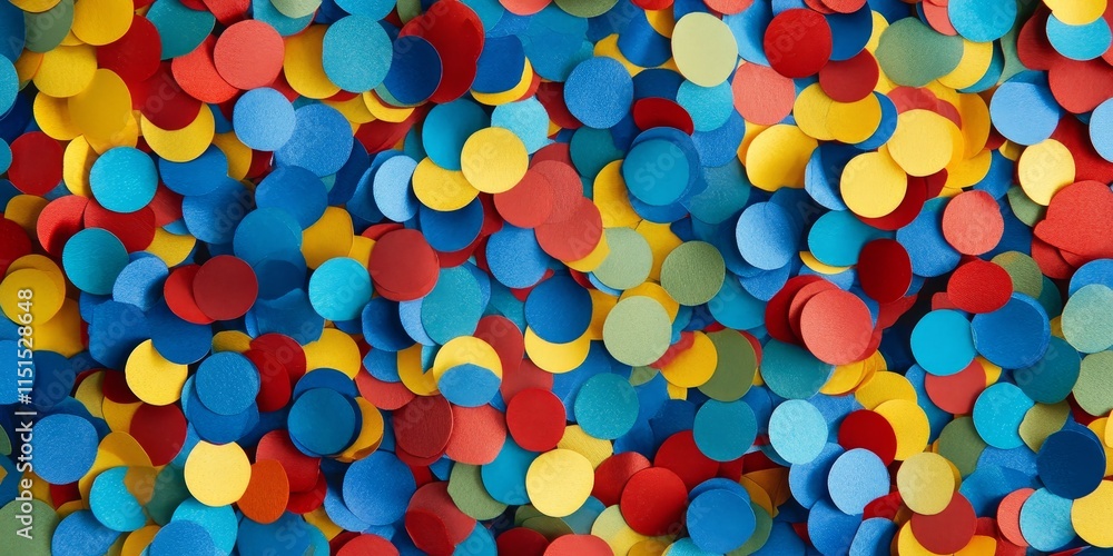Vibrant confetti decor for joyful occasions features varied paper circles in a multitude of colors, including blue, red, yellow, and green, perfect for celebrations. Vibrant confetti decor for joyful occasions features varied paper circles in a multitude of colors, including blue, red, yellow, and green, perfect for celebrations.