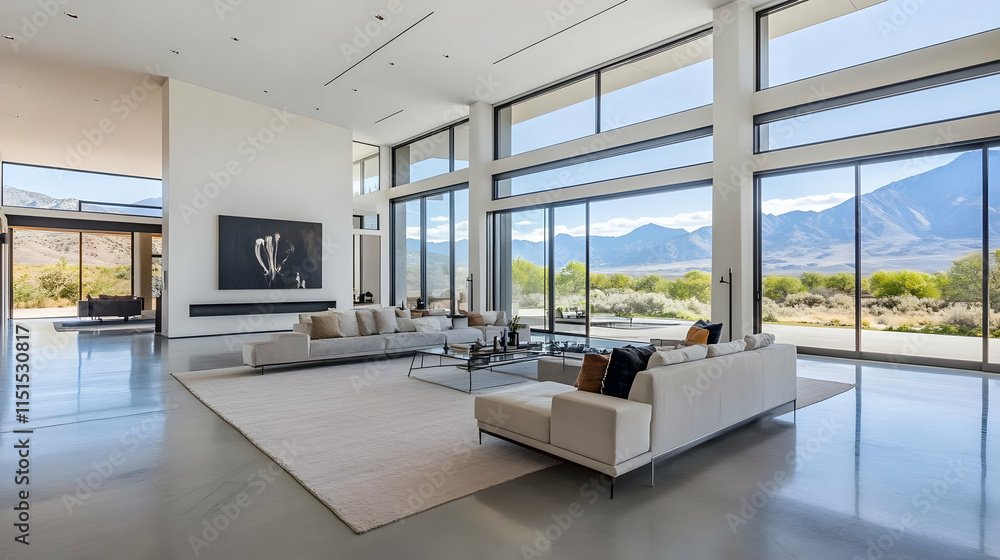 Fototapeta premium Modern Mountain House: Panoramic Views & Luxury Living