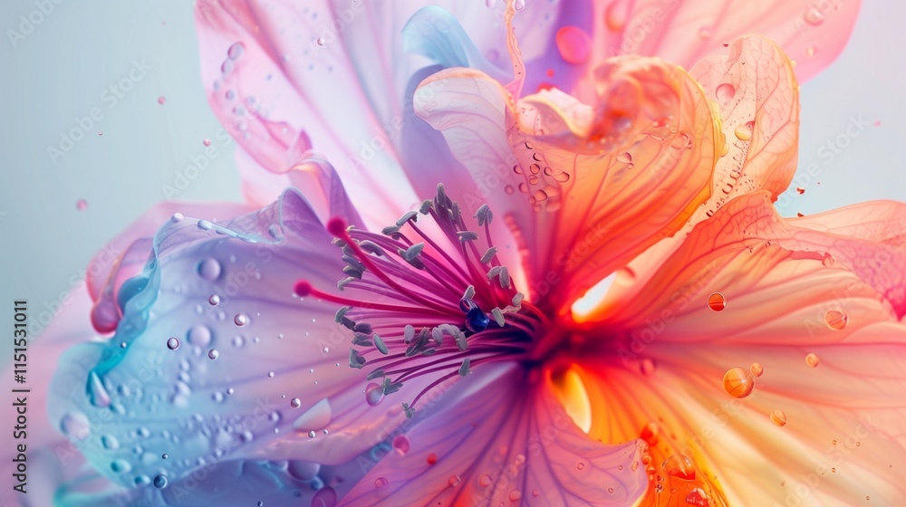 Fototapeta premium A delicate close-up of a colorful fuchsia flower with finely detailed petals, captured on a white backdrop.