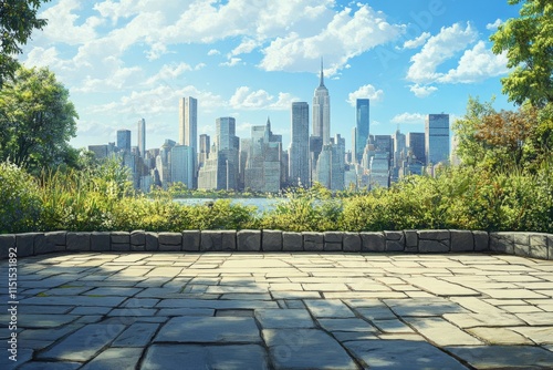 Wallpaper Mural a city skyline view with a stone path in the foreground Torontodigital.ca