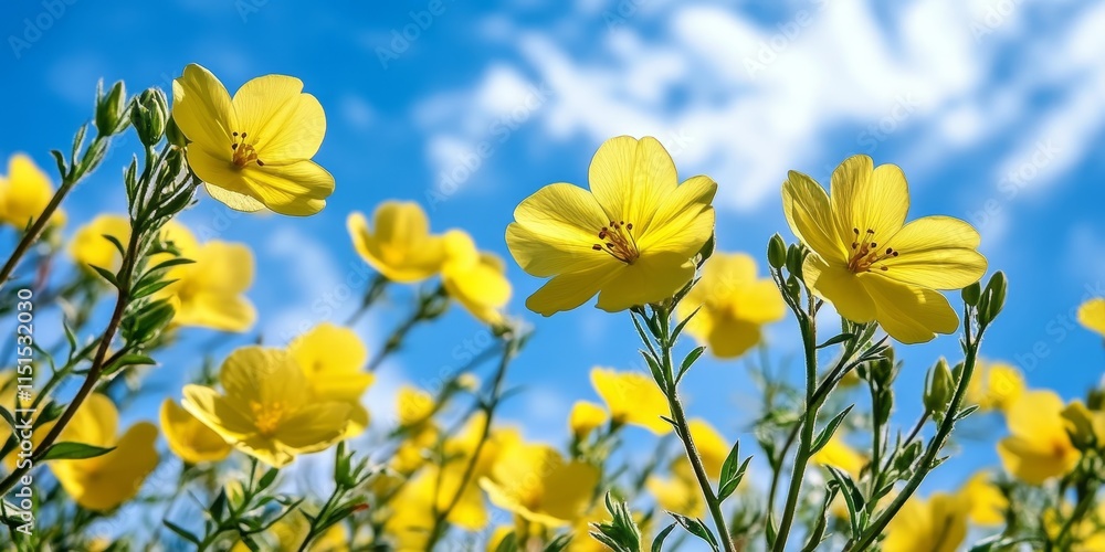 Evening primrose flowers under a blue sky in a park setting, showcasing the beauty of evening primrose against a serene backdrop of the blue sky, perfect for nature enthusiasts. Evening primrose flowers under a blue sky in a park setting, showcasing the beauty of evening primrose against a serene backdrop of the blue sky, perfect for nature enthusiasts.