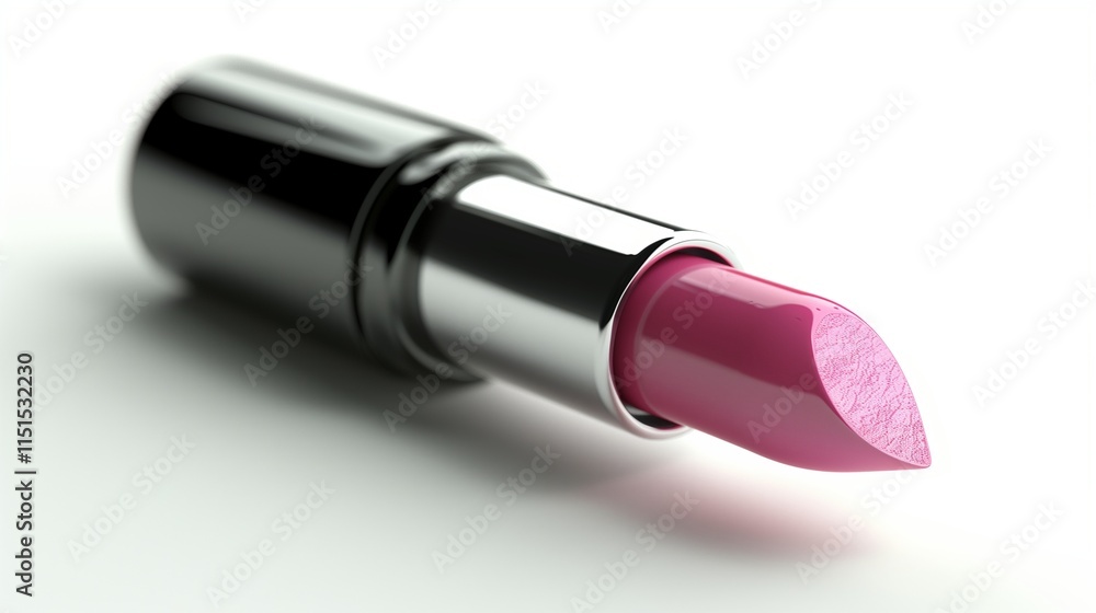 A delicate pink lipstick tube, isolated on a smooth white background. A delicate pink lipstick tube, isolated on a smooth white background.