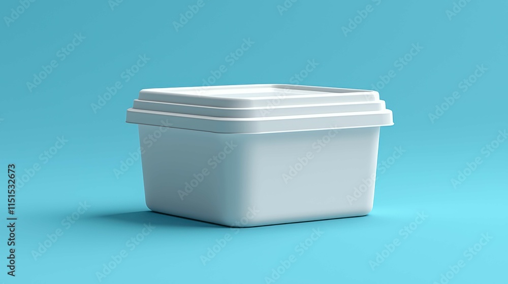 A simple and modern white plastic box on a blue background, designed for versatile storage or product display. Ideal for various uses. A simple and modern white plastic box on a blue background, designed for versatile storage or product display. Ideal for various uses.