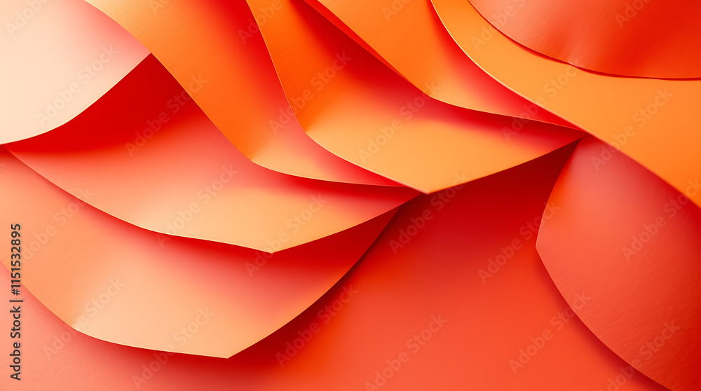Close-up view of overlapping sheets of orange paper, creating a dynamic and eye-catching abstract pattern Close-up view of overlapping sheets of orange paper, creating a dynamic and eye-catching abstract pattern