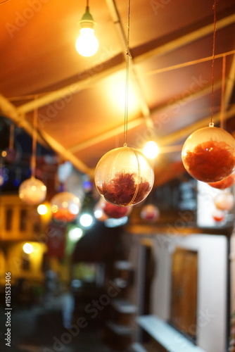 city lights and ornaments at night