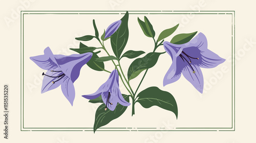 Exquisite Copihue Flower Chilean Bellflower Flat Vector Illustration photo