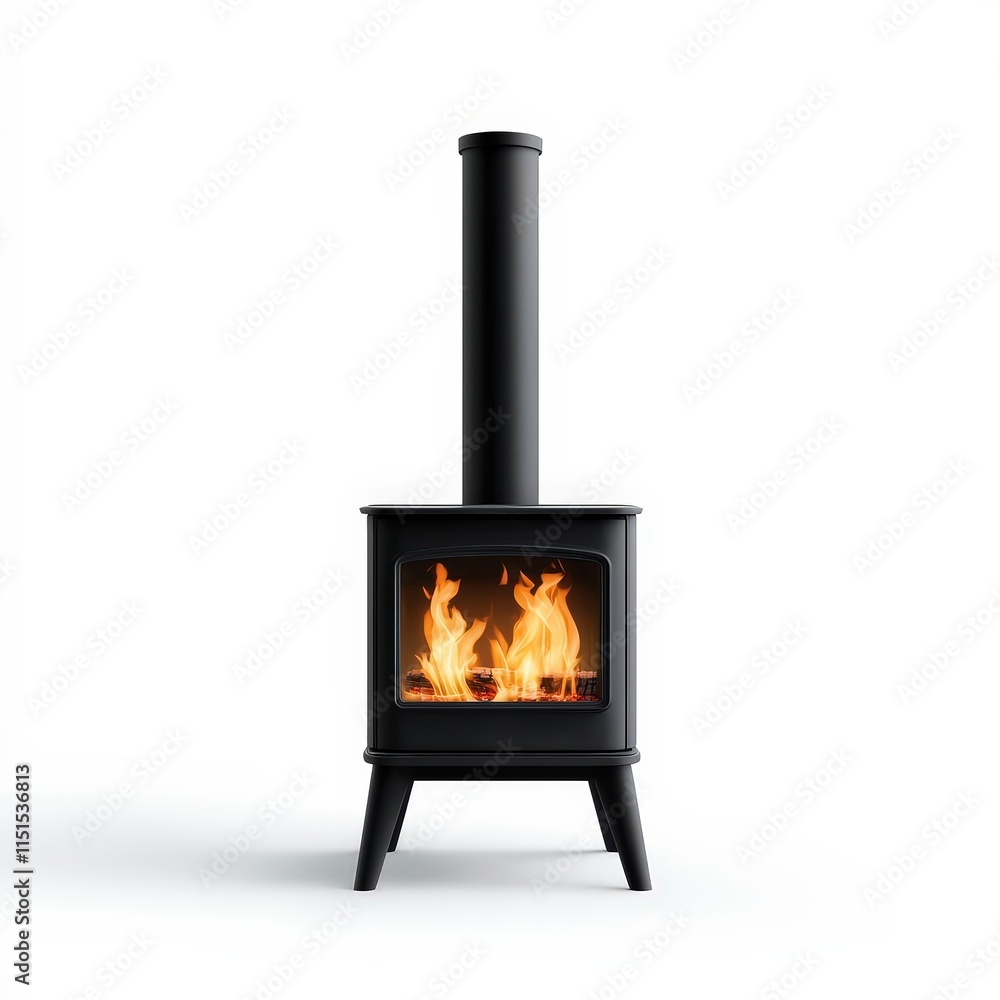 Modern Wood Stove with Cozy Flames and Minimalist Design Modern Wood Stove with Cozy Flames and Minimalist Design