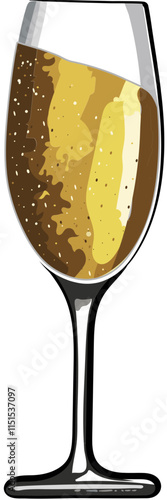 Isolated Golden Wine Glass Icon in Flat Style.