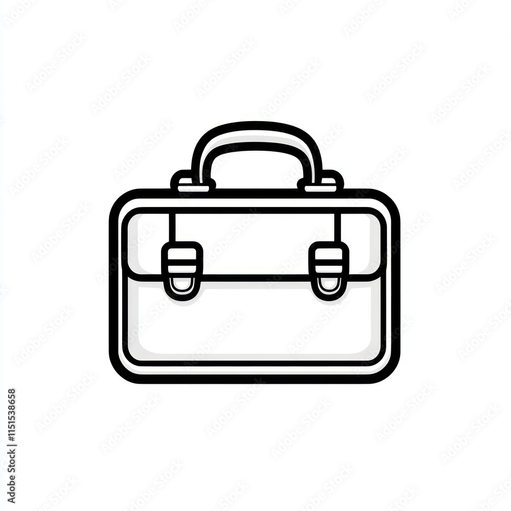 Simple black line art briefcase illustration. Simple black line art briefcase illustration.