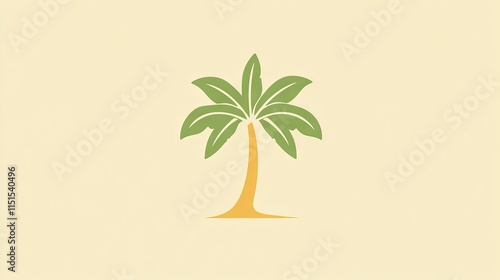 70.A flat, minimalist banana tree logo with a single, sleek trunk and rounded leaves forming a soft, organic shape. The design is simplified for a contemporary style, making it ideal for branding or photo