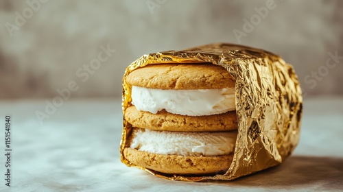 Golden Foil Wrapped Double Ice Cream Sandwich Cookies photo