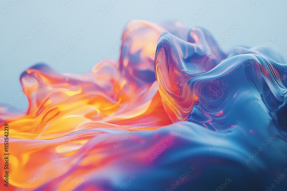 Obraz premium Fluid gradients melting into vibrant abstract waves. Generative AI