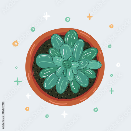 Cartoon vector illustration of plant in pot