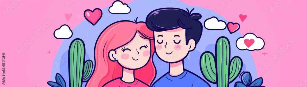 couple sharing digital love story in vibrant virtual cafe couple sharing digital love story in vibrant virtual cafe