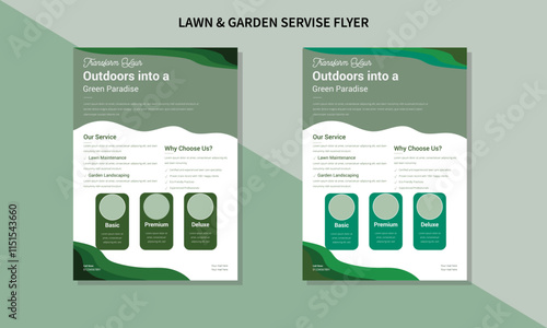 lawn care flyer design template. landscaping and gardening lawn care service flyer, poster, leaflet design