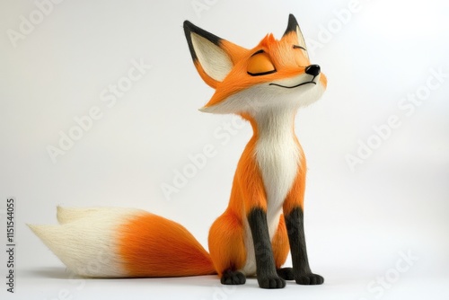 A cartoon fox sits upright against a plain background