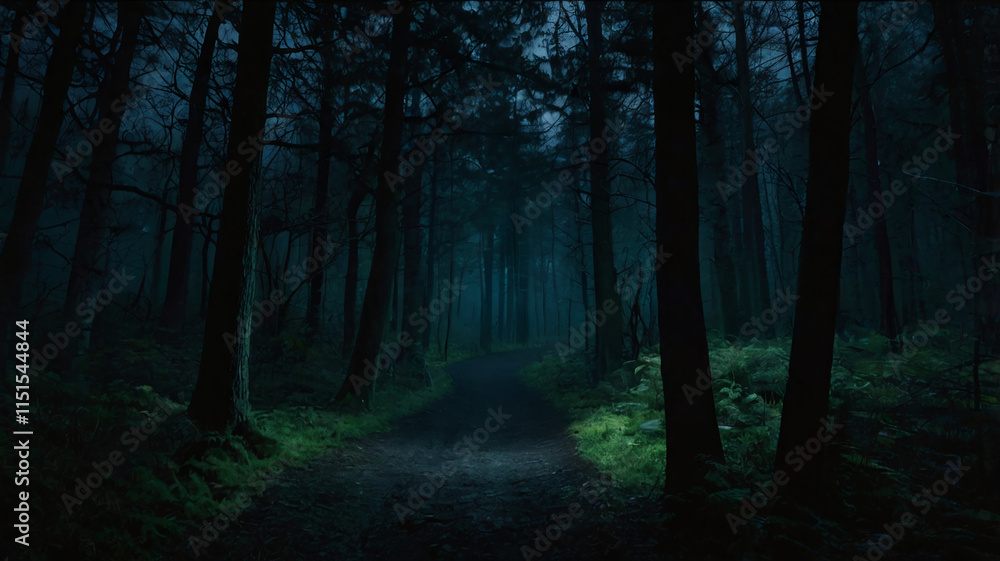Dark Forest Path at Night Dark Forest Path at Night