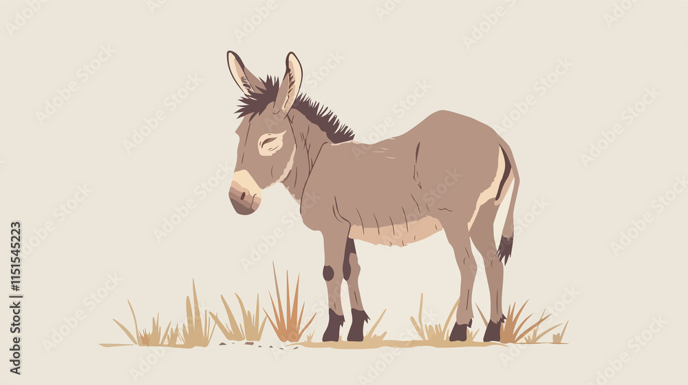 Adorable Cartoon Donkey Drawing in Flat Vector Style for Creative Projects Adorable Cartoon Donkey Drawing in Flat Vector Style for Creative Projects