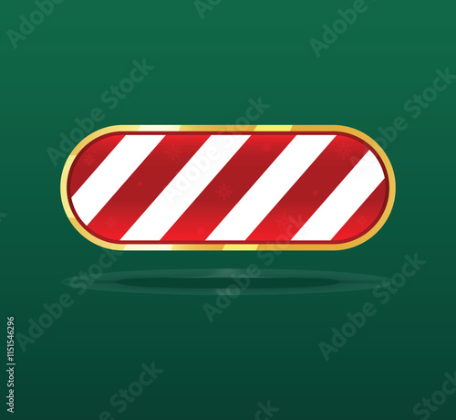 Christmas glossy empty web push striped button. Web graphic re candy button vector eps isolated on green background.