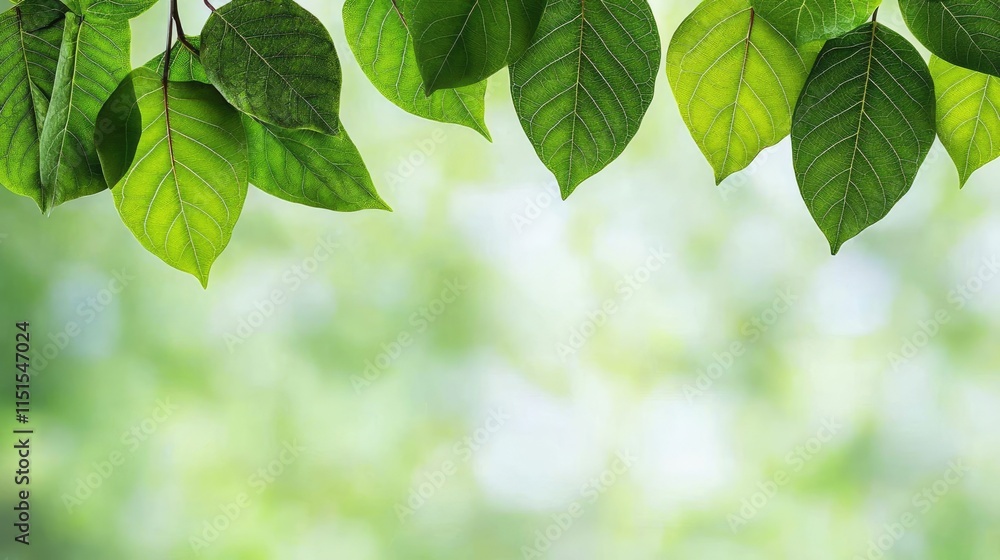 Blurred bokeh idea. Vibrant green leaves against a soft, blurred background, conveying freshness and nature. Blurred bokeh idea. Vibrant green leaves against a soft, blurred background, conveying freshness and nature.