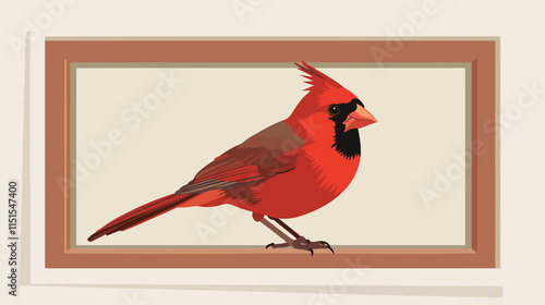 Cute Cartoon Red Northern Cardinal Bird Clip Art photo