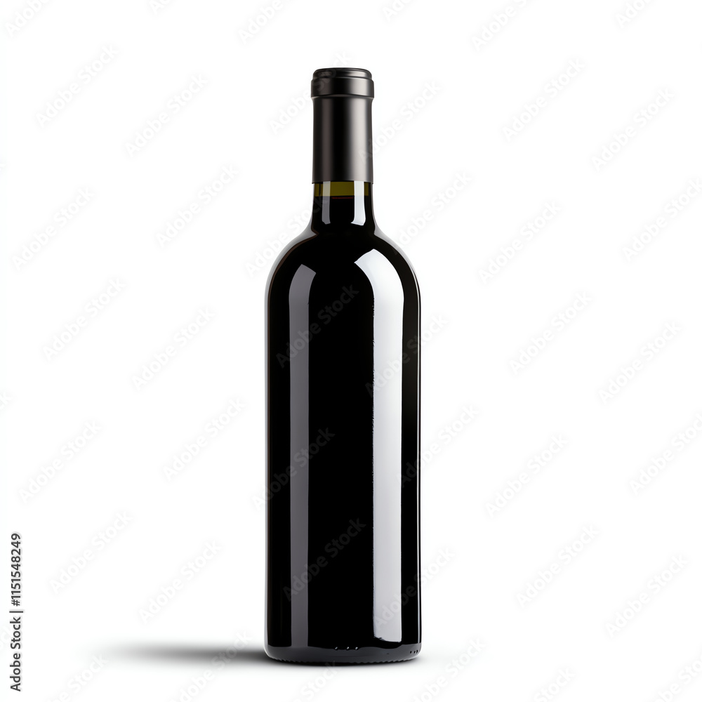 Elegant black wine bottle on a white isolated background, perfect for showcasing premium wines. Elegant black wine bottle on a white isolated background, perfect for showcasing premium wines.
